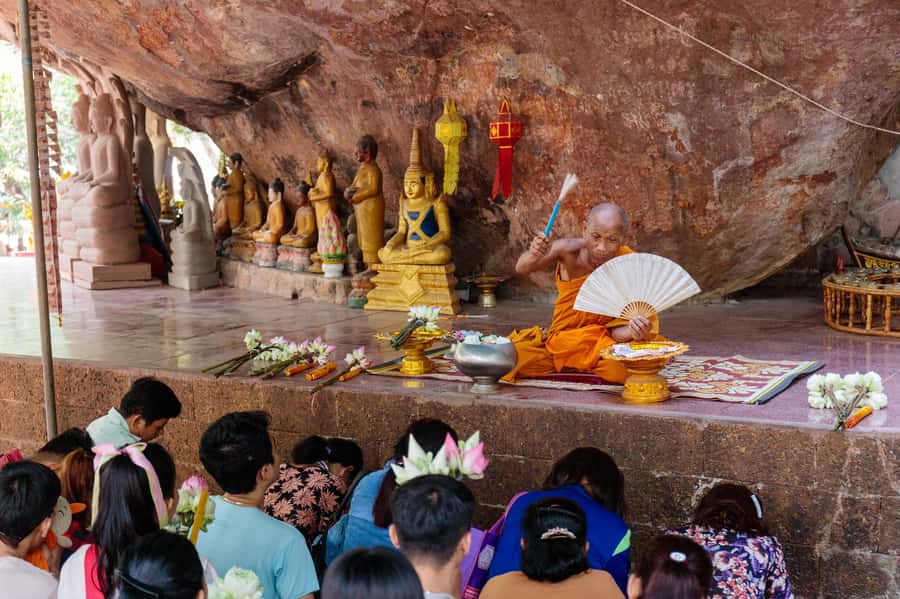 Kulen Waterfall: Rise and Shine with Cliff, Village w/ Guide - The Reclining Buddha and sacred mountain traditions