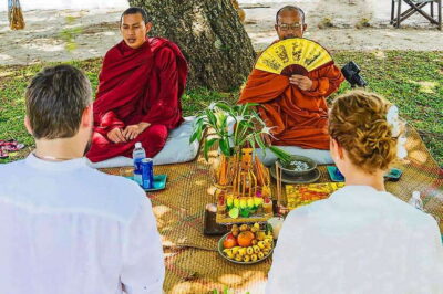 Siem Reap Cambodian Buddhist Water Blessing and Local Market