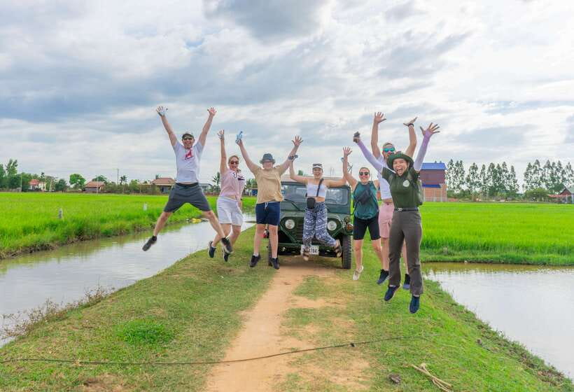 Siem Reap Floating Village Sunset Jeep Tour or SUV Car - The monastery and the farming connection