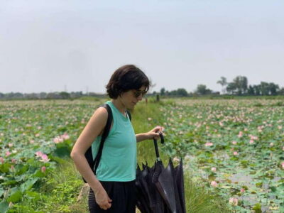 Khmer Water Blessing by Monk and Lotus Farm Visit