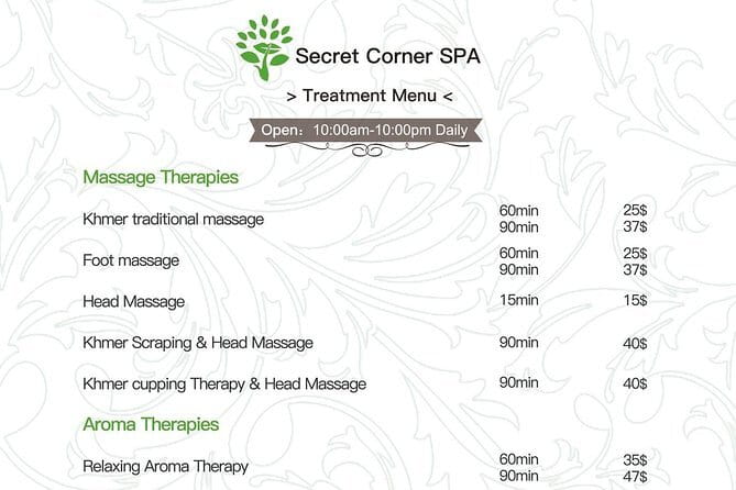 Siem Reap Luxurious Khmer Spa & Massages (Reservation ONLY) - Pickup from central Siem Reap