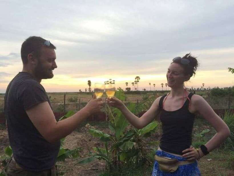 Small Group Countryside Sunset Bike Tours - Riding the dirt roads through rice and lotus fields
