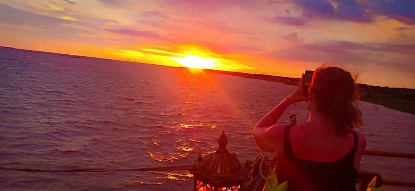 Sunset Dinner Tour: Tonle Sap Lake Floating Village - Watching sunset from the upper deck